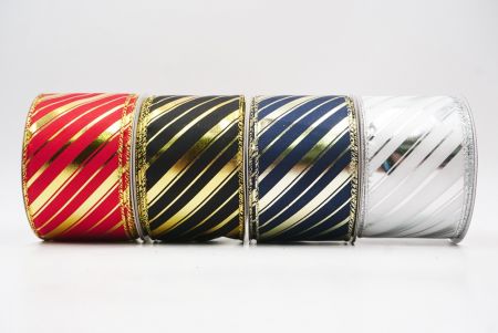 Ruban en fil métallique à rayures avec paillettes de Noël